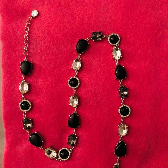 Charter Club SilverTone Black, Crystal & Smoke stone necklace . - Picture 5 of 6